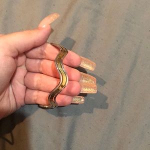 Gold and silver slip on bracelet